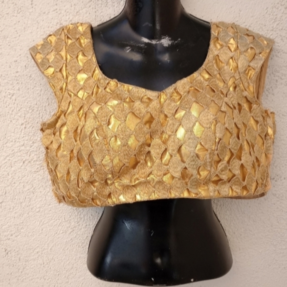 Handmade Gold Crop Top Choli Bellydance Festival Concert Medium Large
